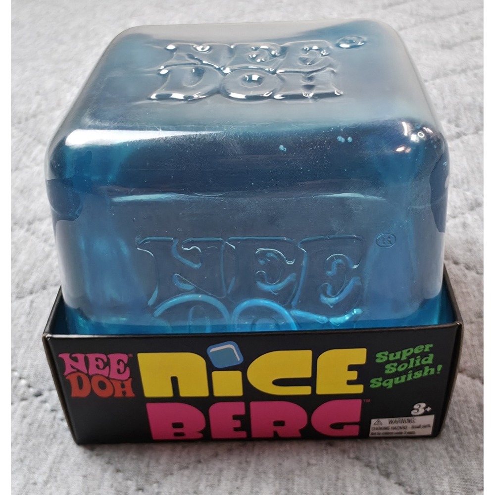 NeeDoh Nice Berg Blue XL Giant Nee Doh Solid Squish Cube New Sealed AUTHENTIC